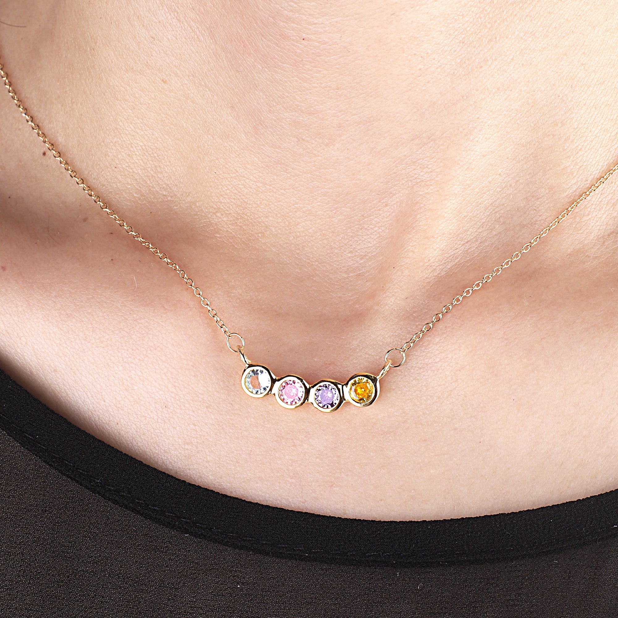 Dainty Family Birthstones Necklace - Image 5