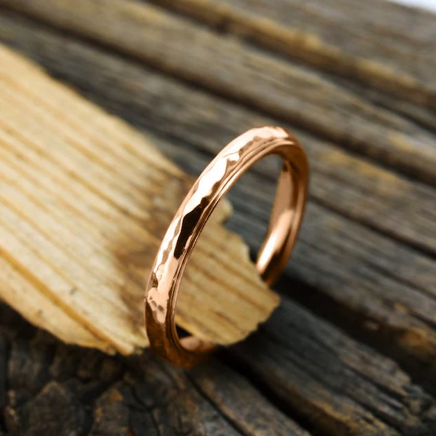 Dainty Hammered Band Spinning Fidget Ring - Image 11