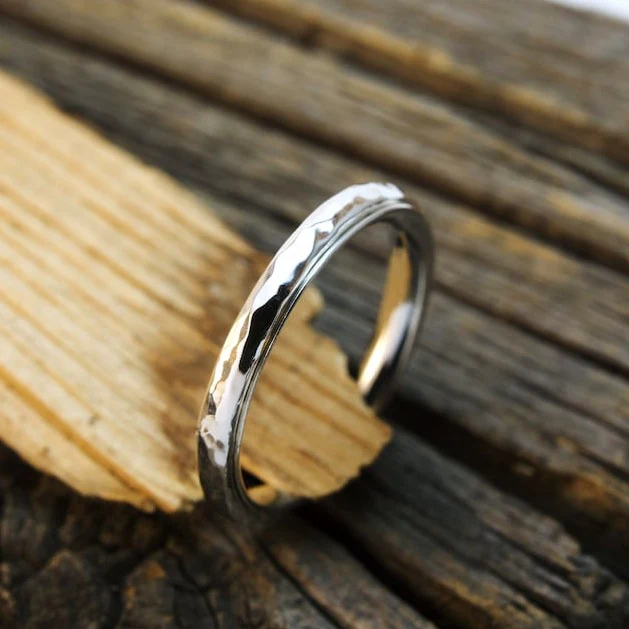 Dainty Hammered Band Spinning Fidget Ring - Image 15