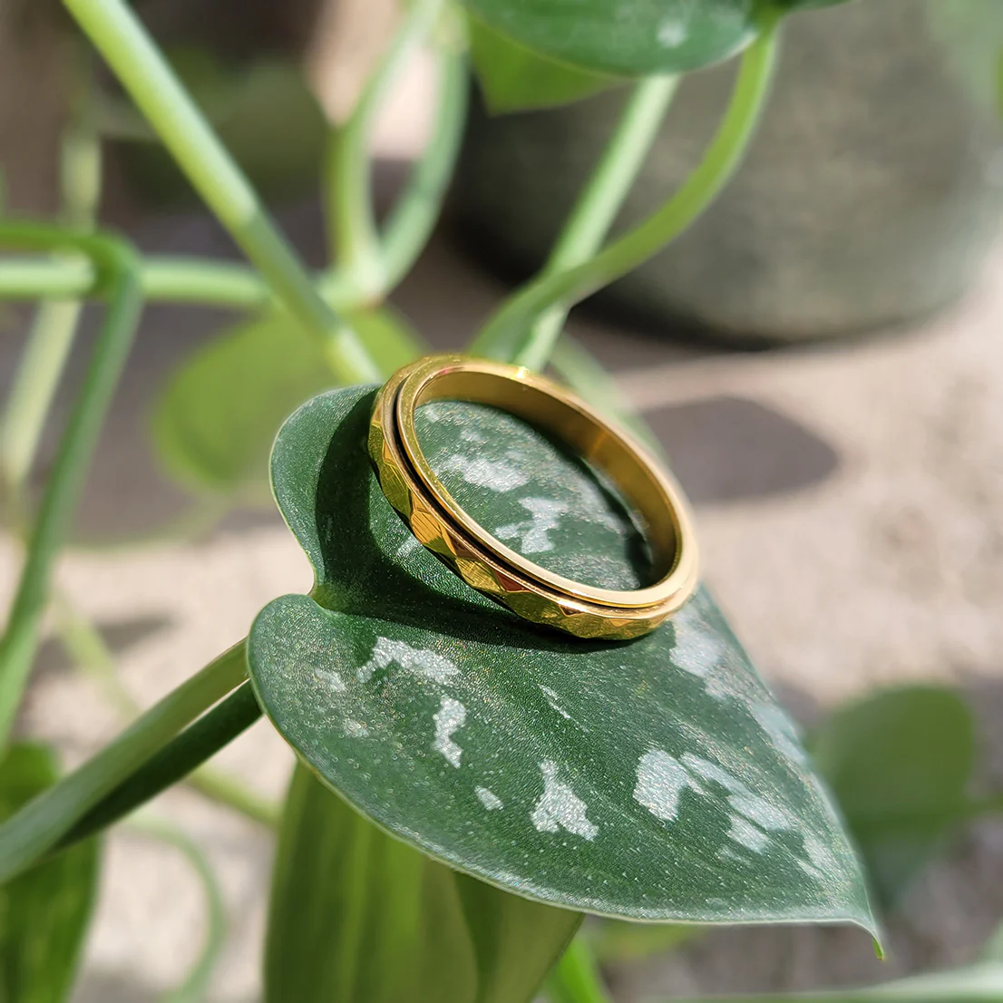 Dainty Hammered Band Spinning Fidget Ring - Image 20