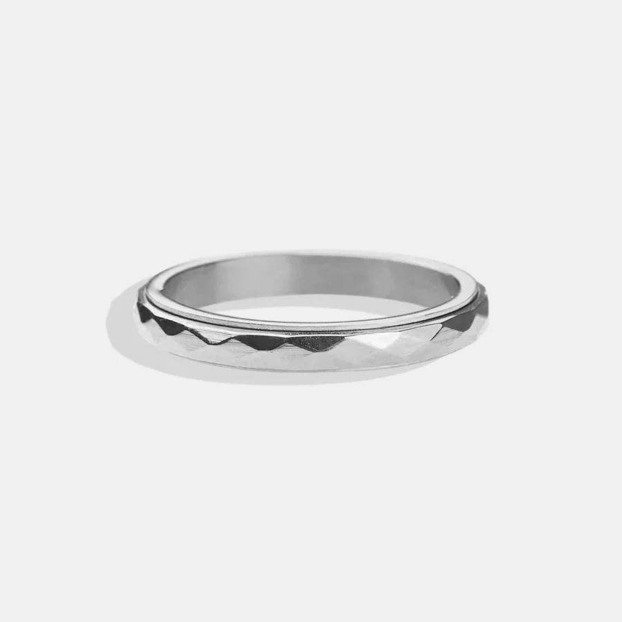 Dainty Hammered Band Spinning Fidget Ring - Image 28