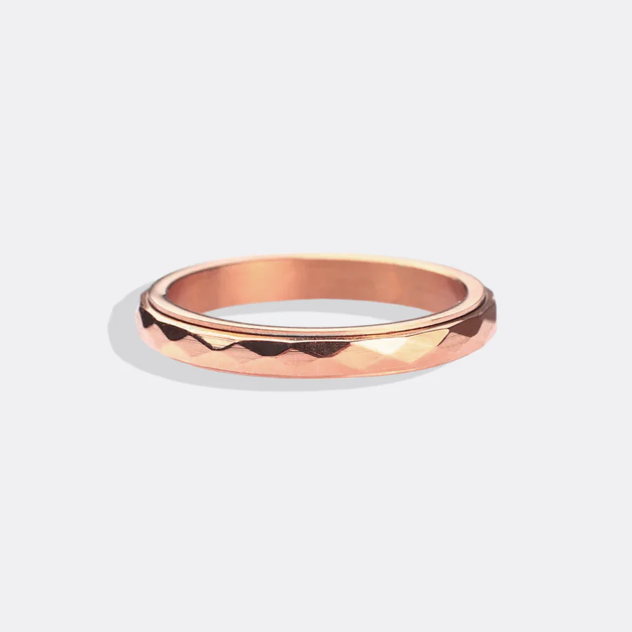 Dainty Hammered Band Spinning Fidget Ring - Image 29