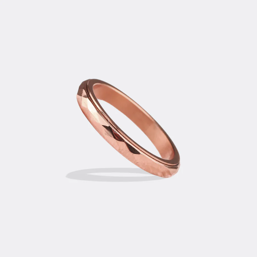 Dainty Hammered Band Spinning Fidget Ring - Image 36