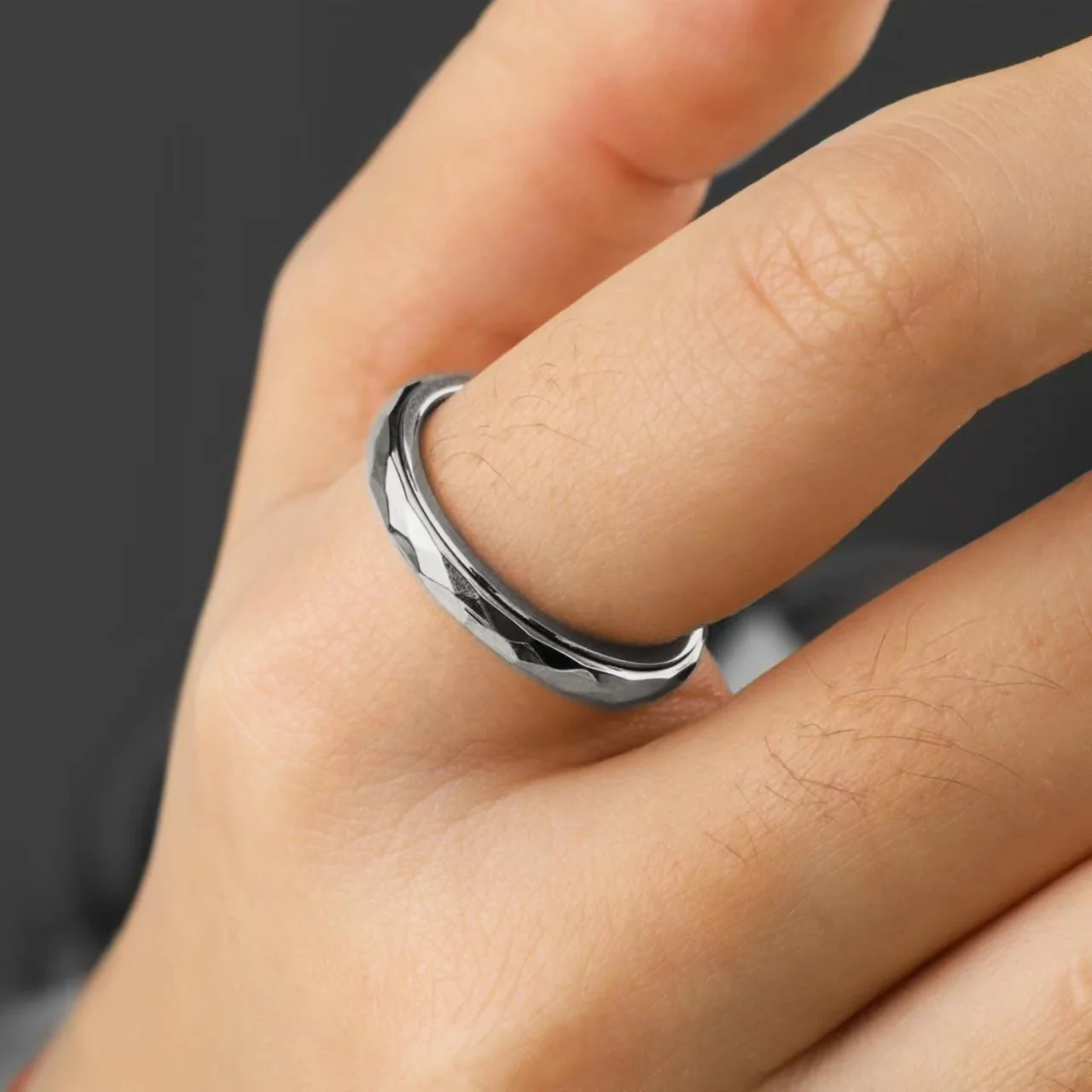 Dainty Hammered Band Spinning Fidget Ring - Image 39