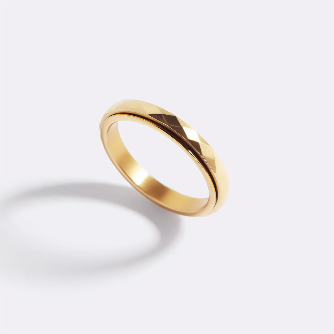 Dainty Hammered Band Spinning Fidget Ring - Image 44