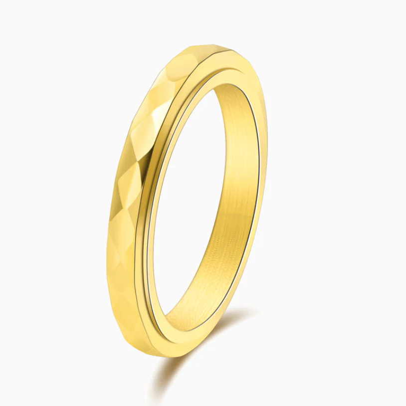 Dainty Hammered Band Spinning Fidget Ring - Image 5