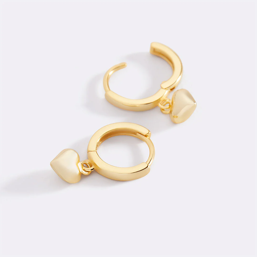 Dainty Heart Hoop Earrings - Image 3