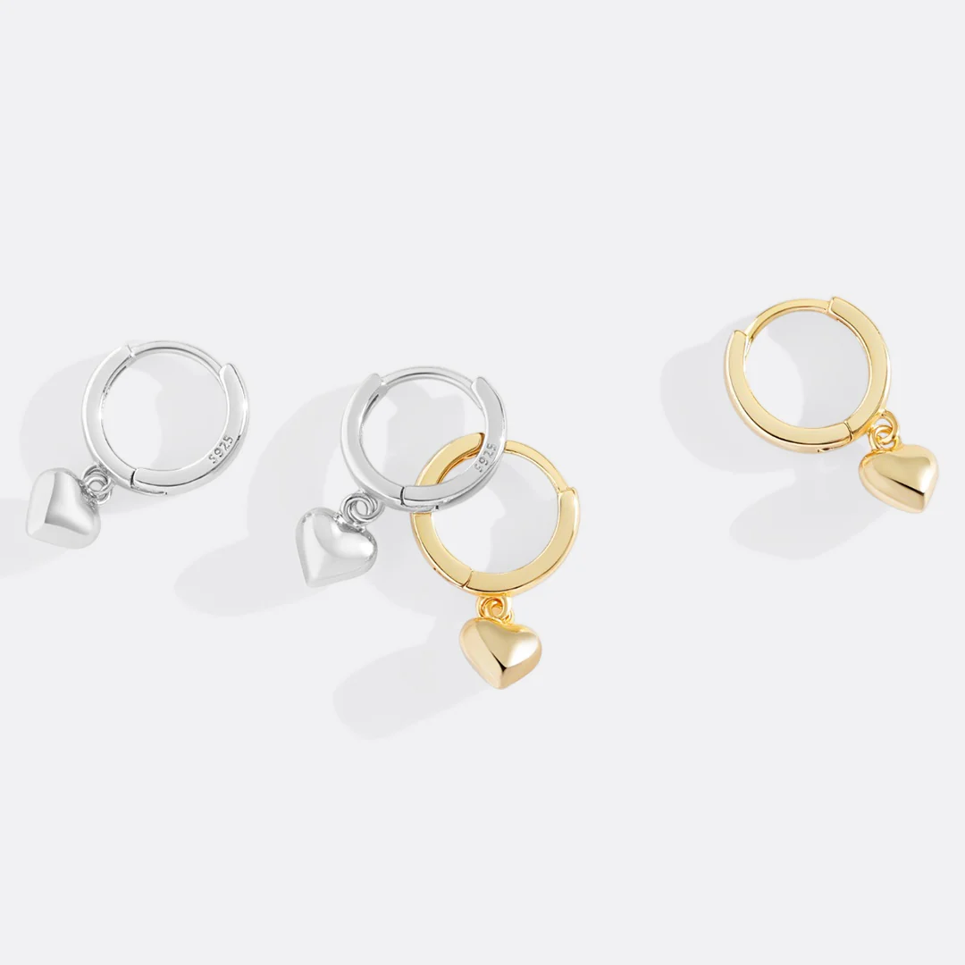 Dainty Heart Hoop Earrings - Image 7