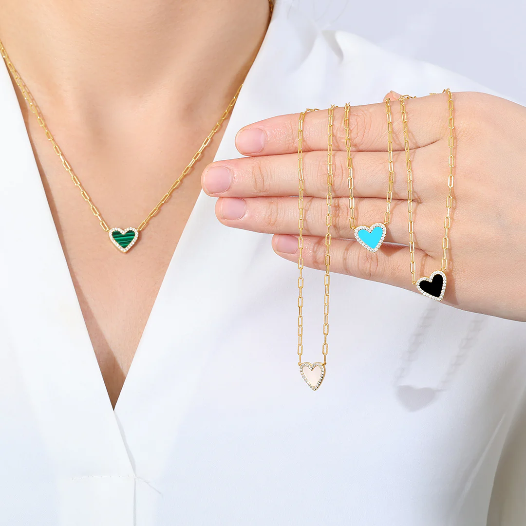 Dainty Heart Paperclip Necklace - Image 5