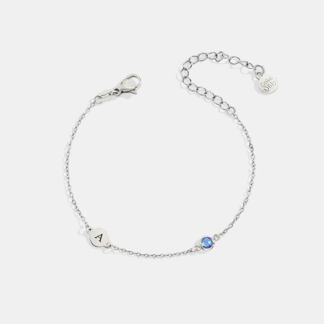 Dainty Initial and Birthstone Bracelet - Image 10