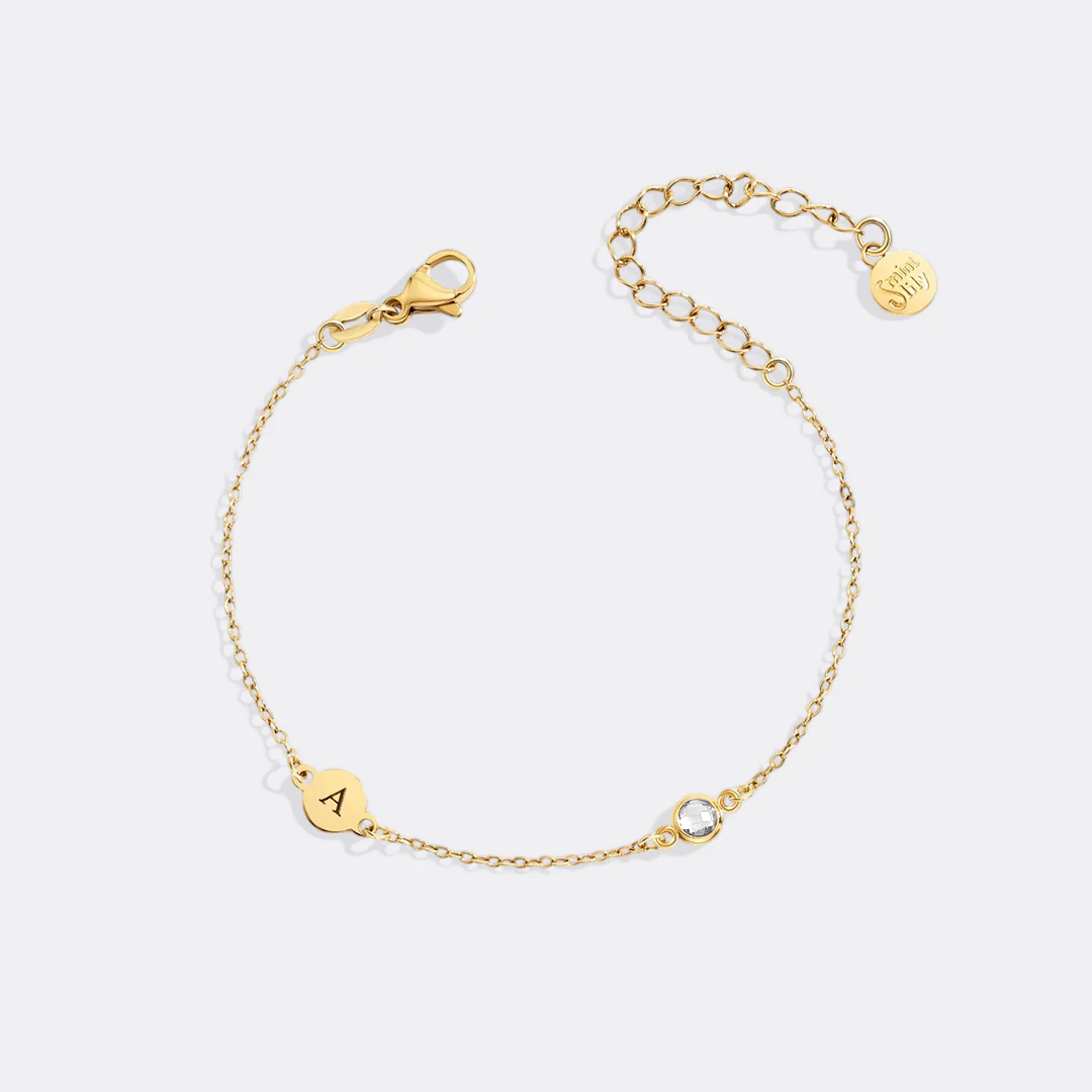 Dainty Initial and Birthstone Bracelet - Image 11