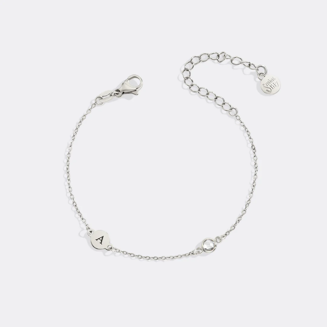 Dainty Initial and Birthstone Bracelet - Image 12