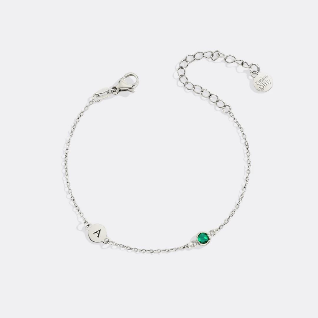 Dainty Initial and Birthstone Bracelet - Image 16