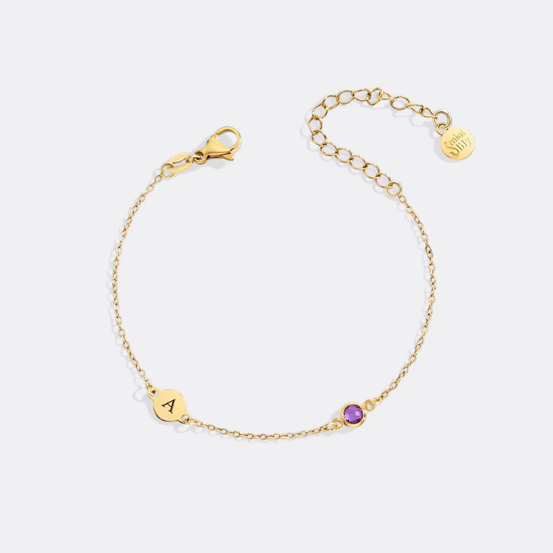 Dainty Initial and Birthstone Bracelet - Image 17