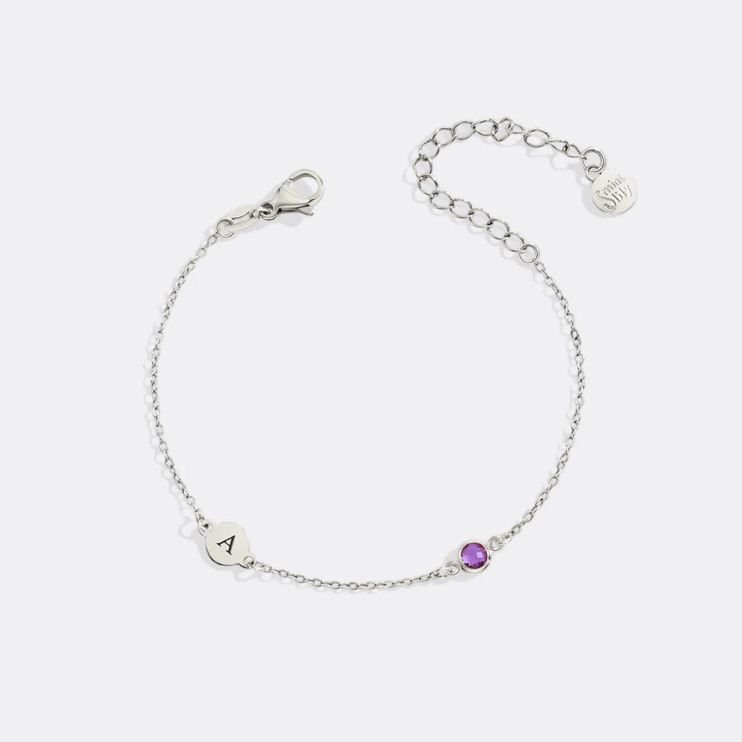 Dainty Initial and Birthstone Bracelet - Image 19