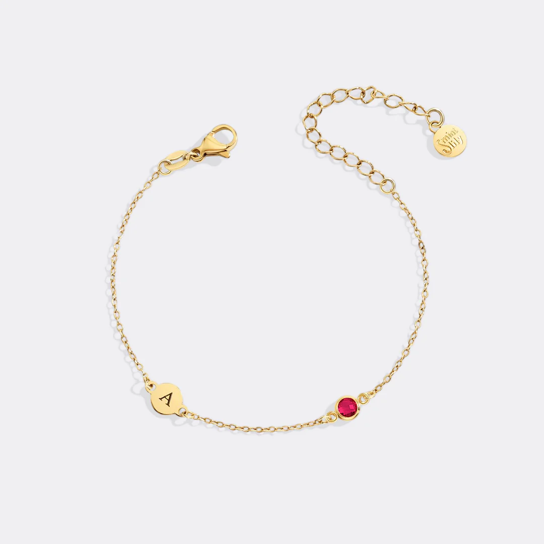 Dainty Initial and Birthstone Bracelet - Image 21