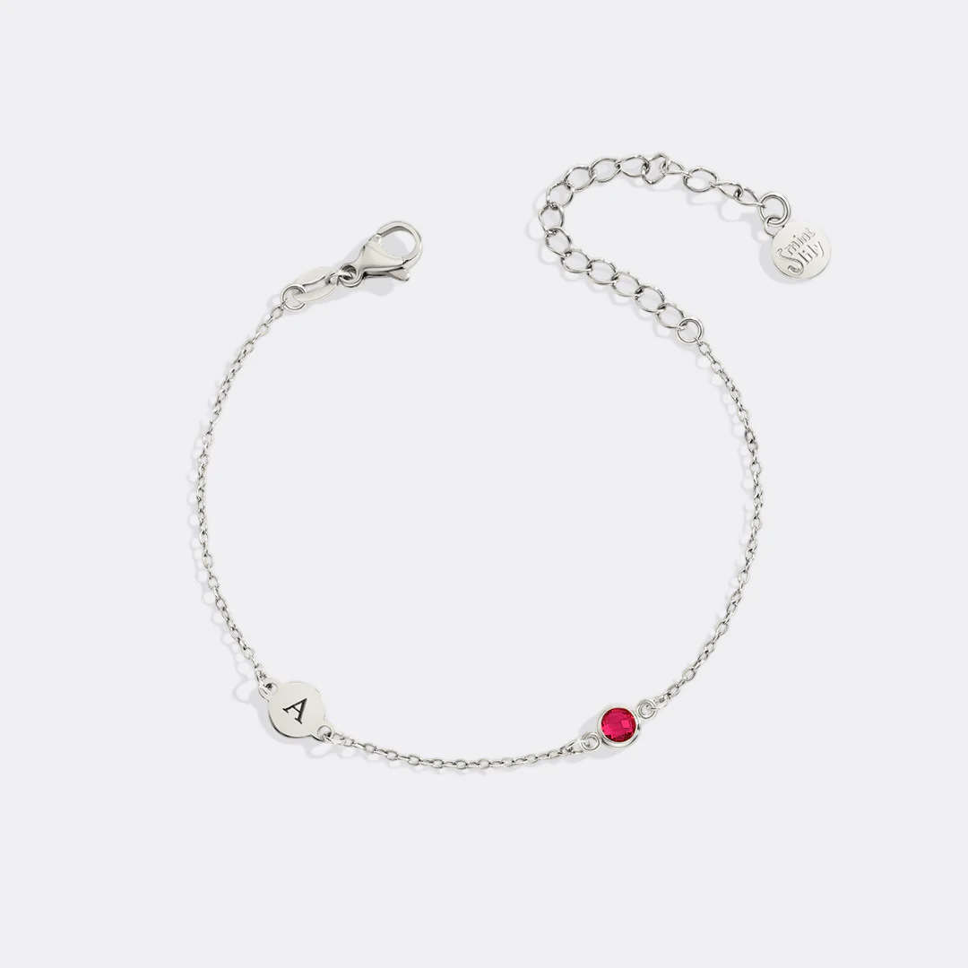 Dainty Initial and Birthstone Bracelet - Image 22