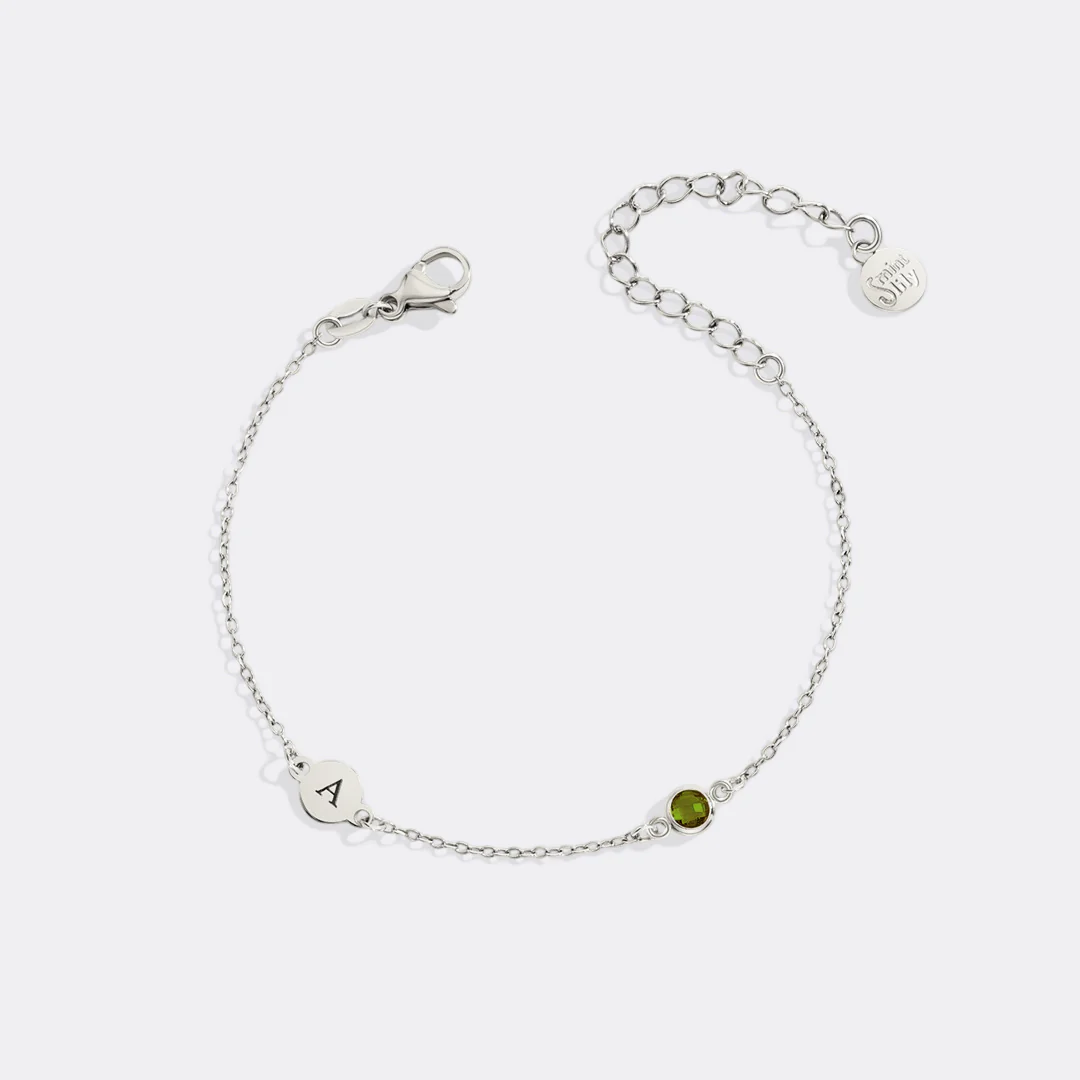 Dainty Initial and Birthstone Bracelet - Image 25