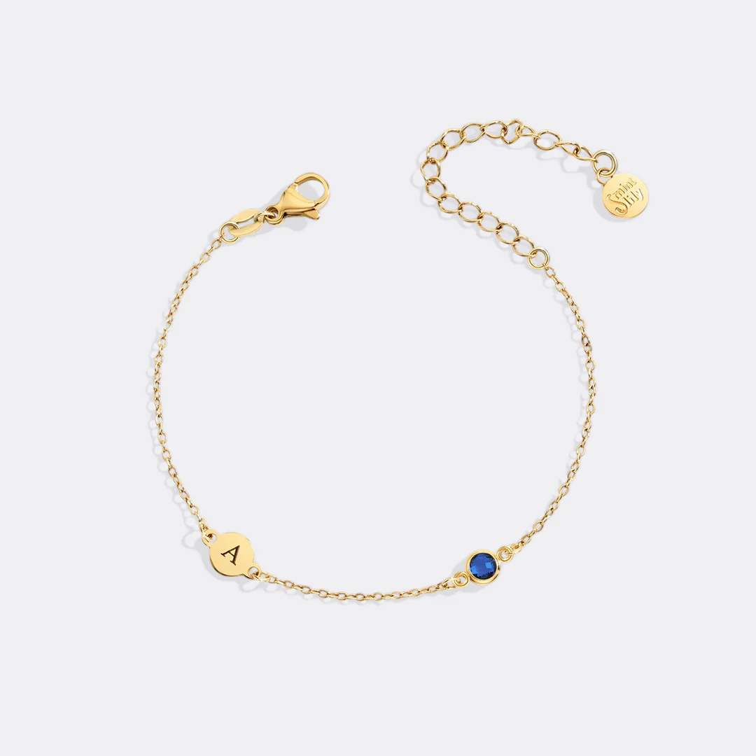 Dainty Initial and Birthstone Bracelet - Image 27