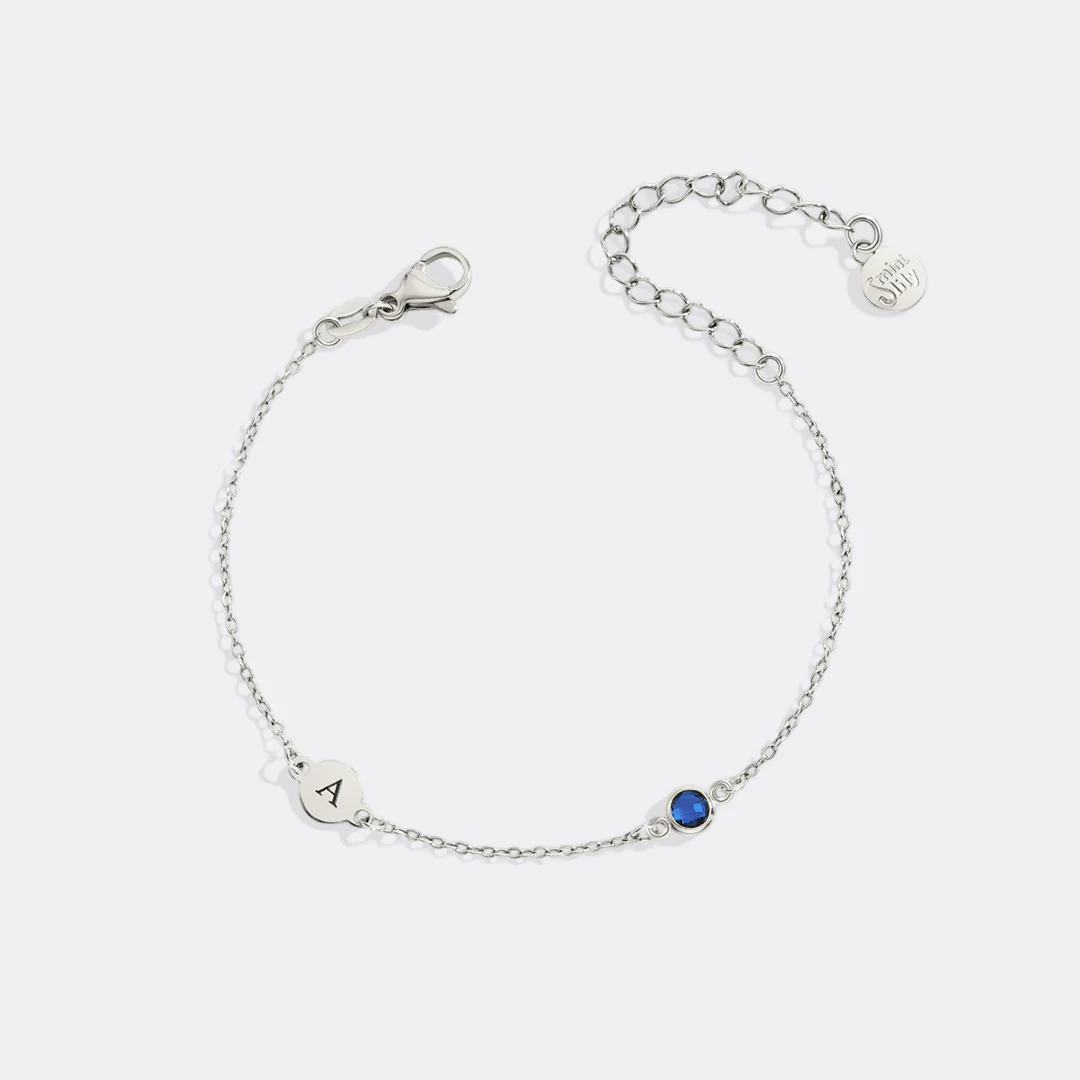 Dainty Initial and Birthstone Bracelet - Image 29