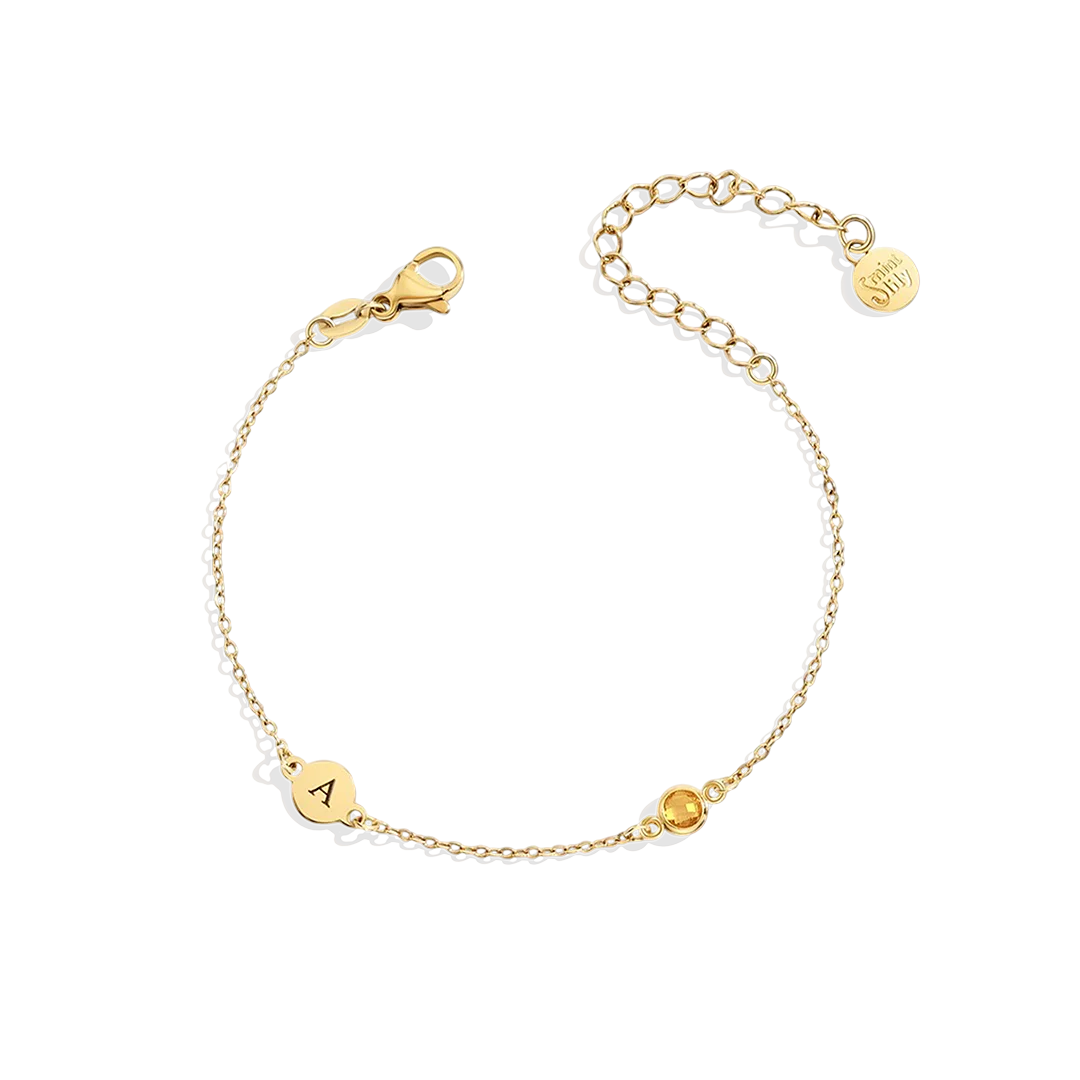 Dainty Initial and Birthstone Bracelet - Image 34