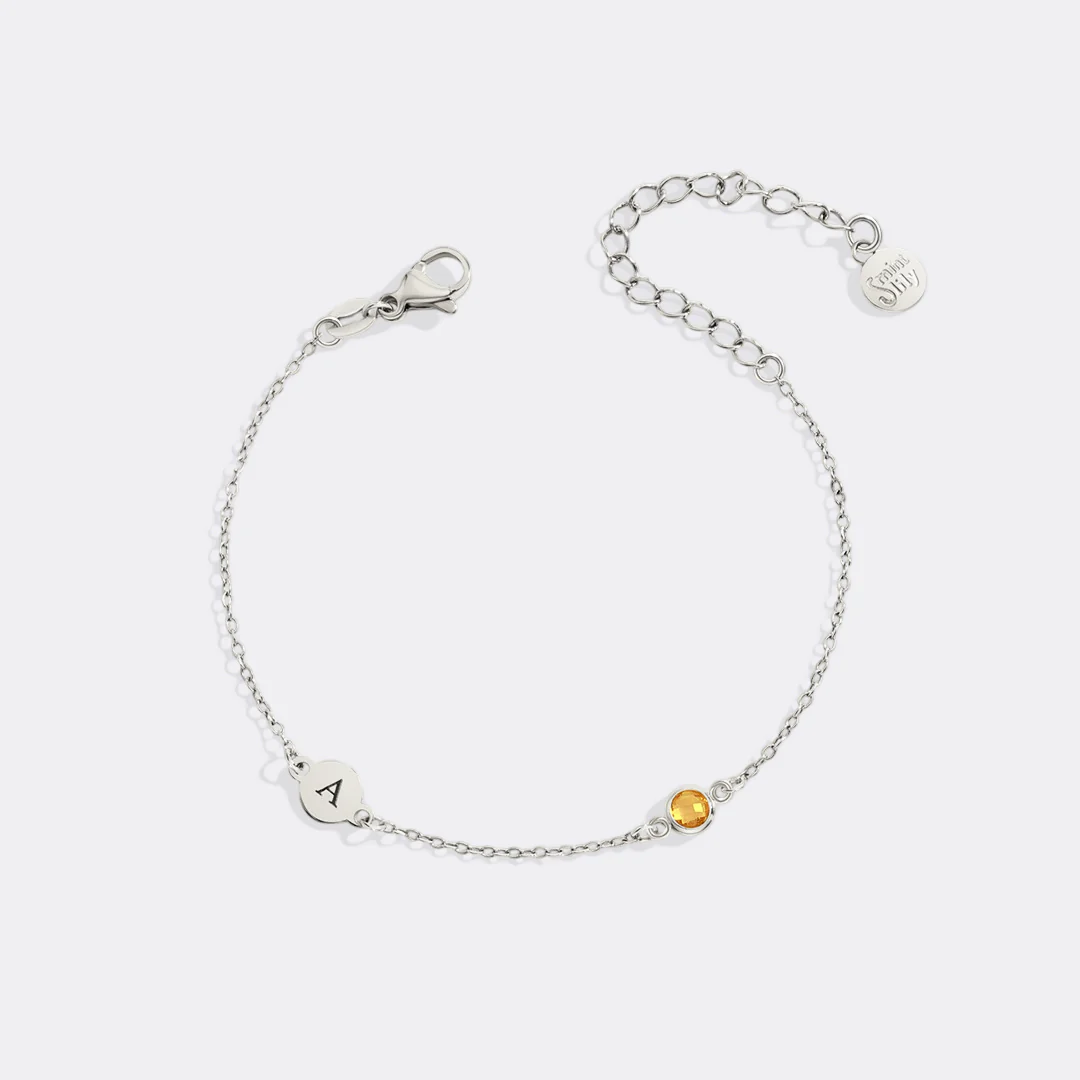 Dainty Initial and Birthstone Bracelet - Image 35