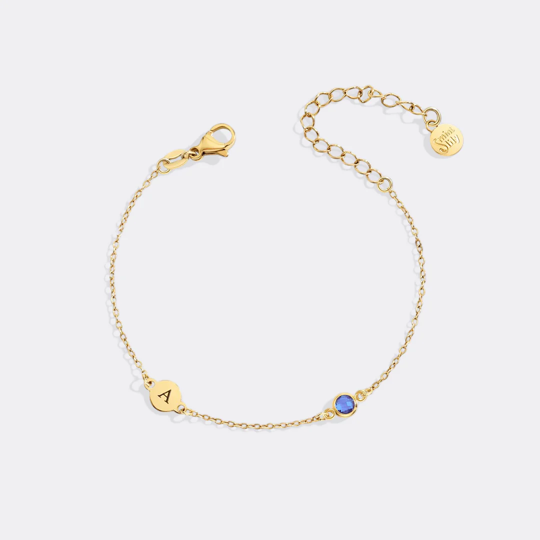 Dainty Initial and Birthstone Bracelet - Image 37