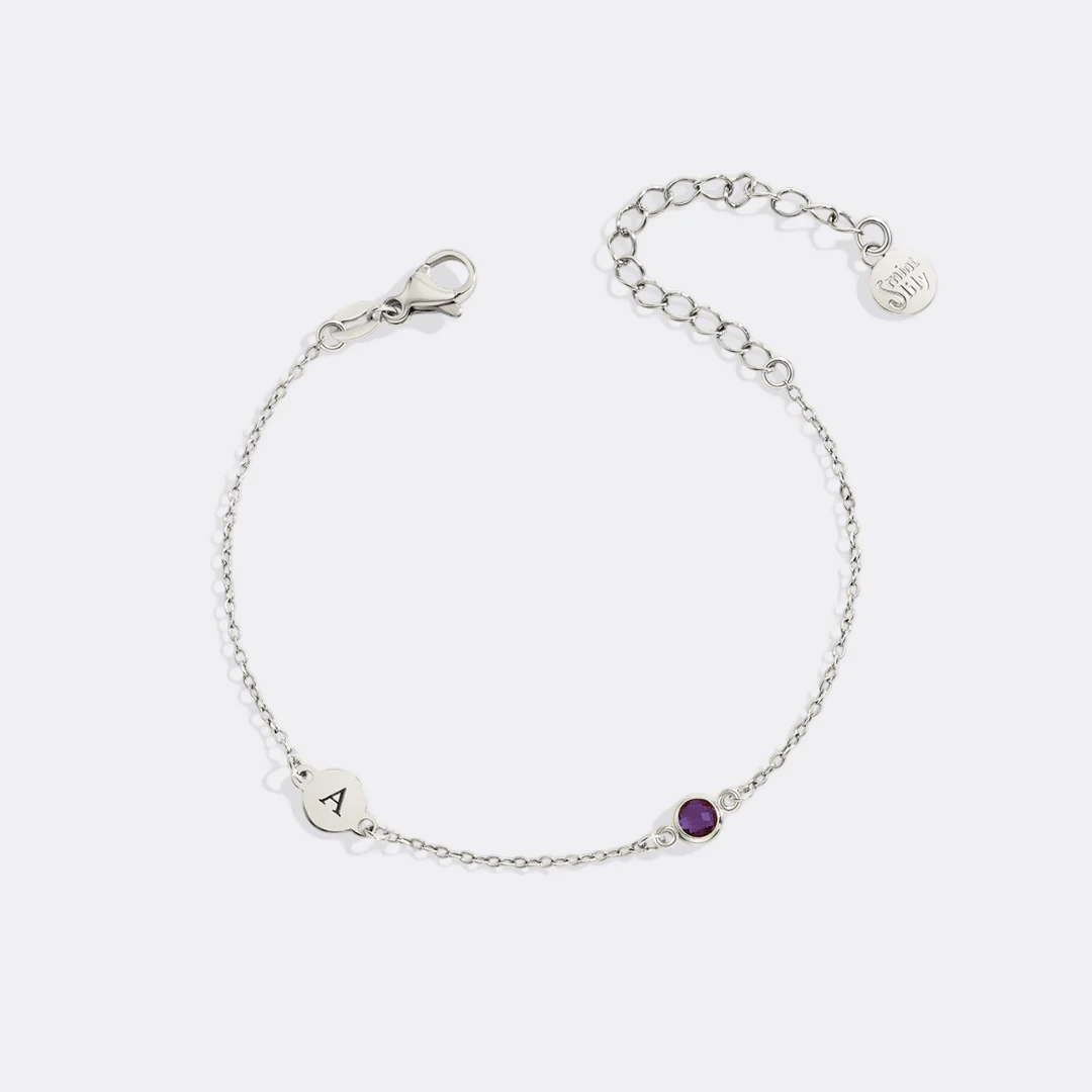 Dainty Initial and Birthstone Bracelet - Image 6