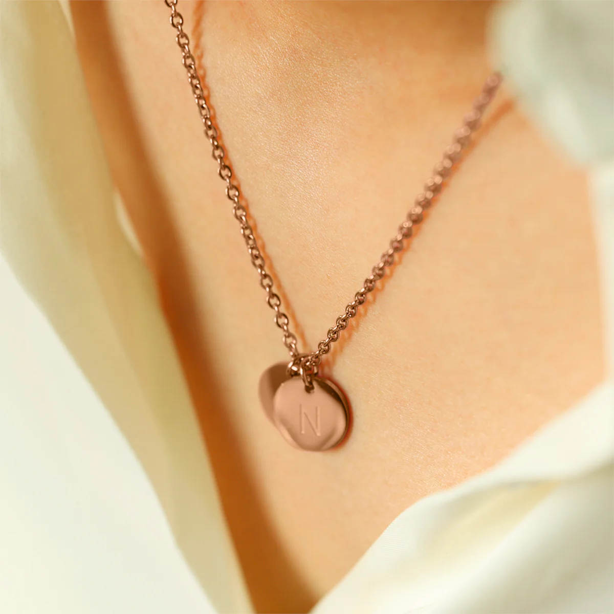 Dainty Disc Initial Necklace - Image 35