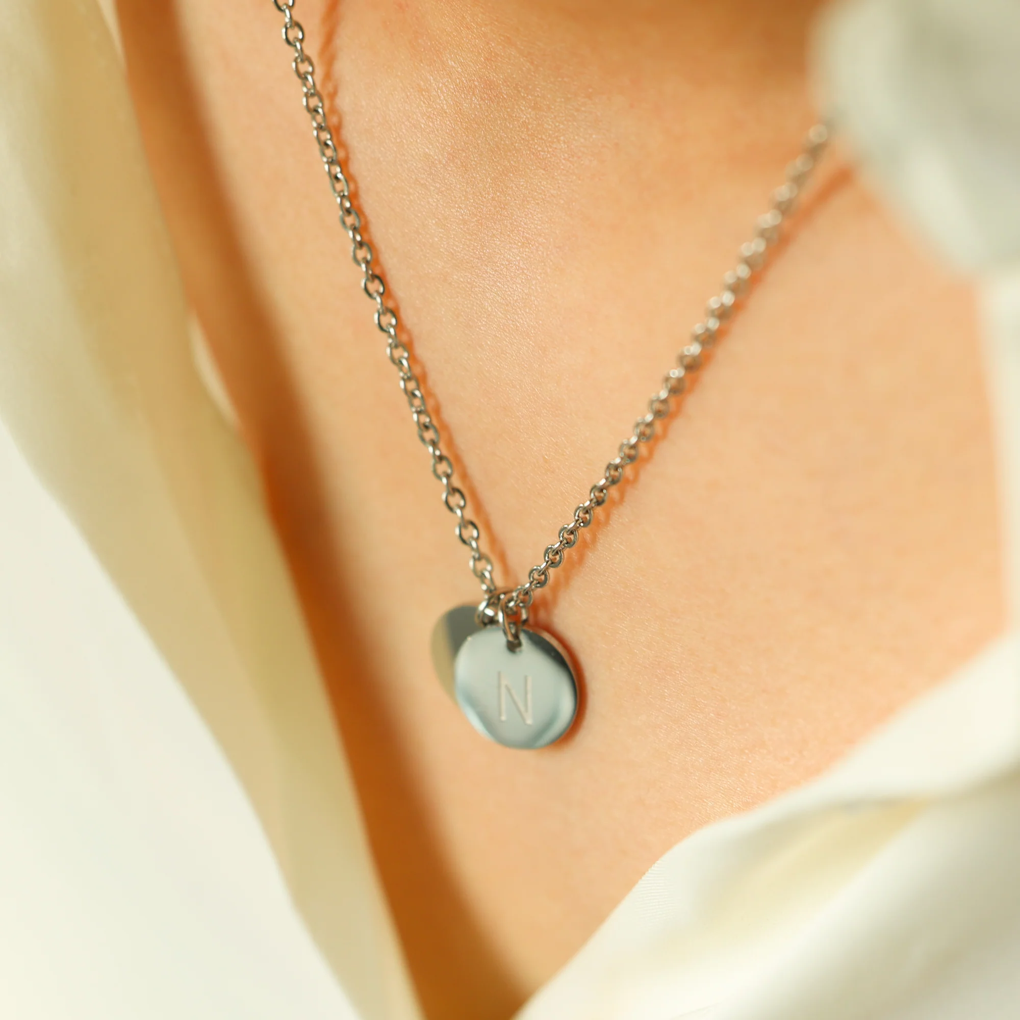 Dainty Disc Initial Necklace - Image 37
