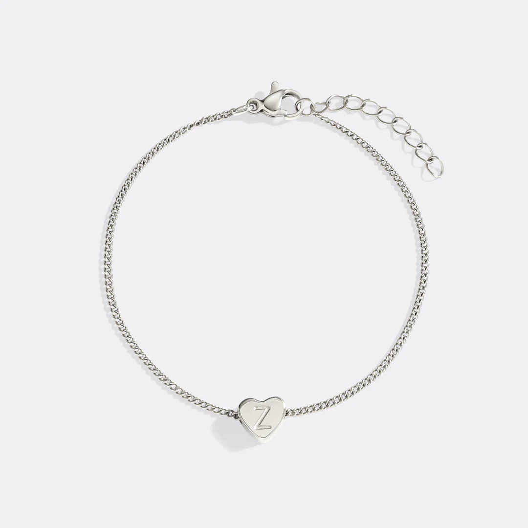 Dainty Initial Heart Bracelet - Image 5