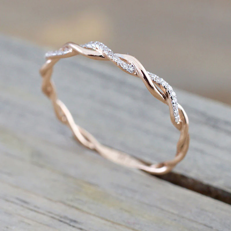 Dainty Pave Twist Stacking Ring - Image 10