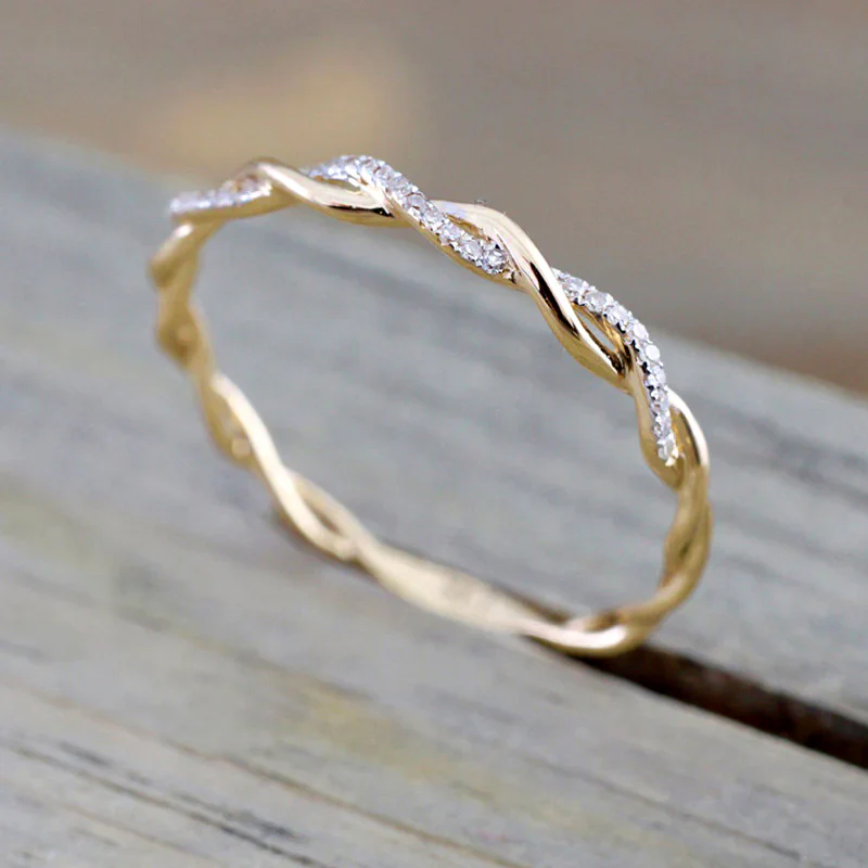 Dainty Pave Twist Stacking Ring - Image 17