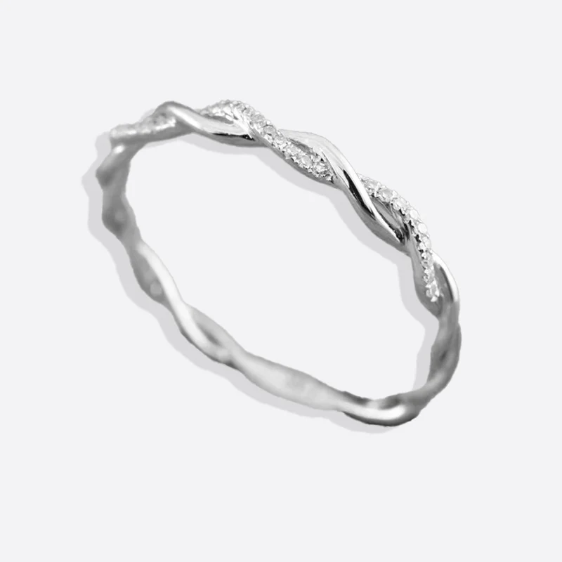 Dainty Pave Twist Stacking Ring - Image 22