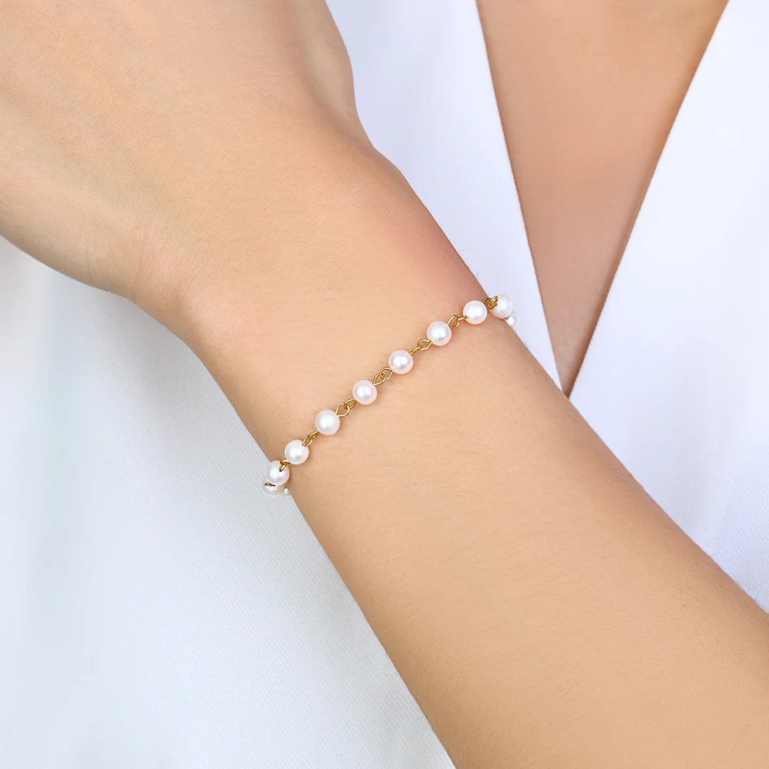 Dainty Pearl Station Bracelet - Image 4