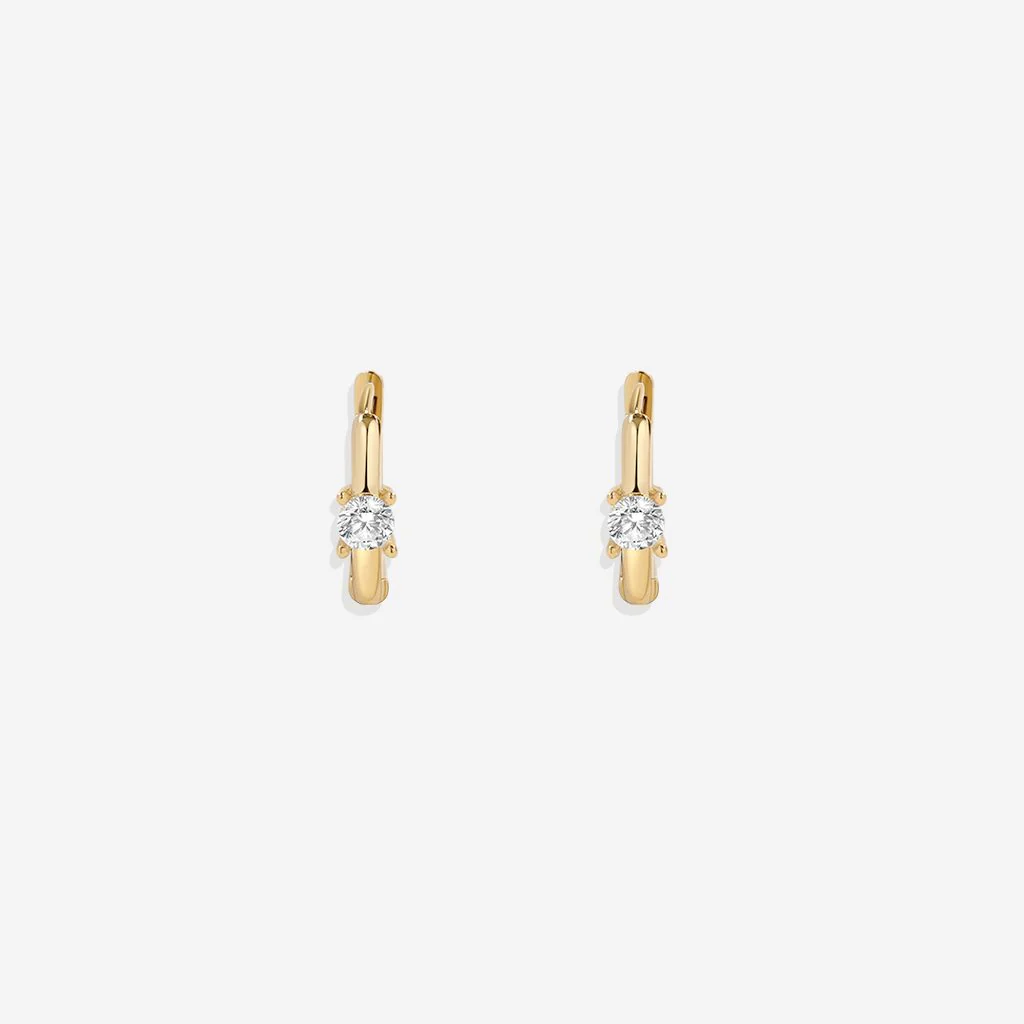Dainty Single Stone Huggie Hoops - Image 12