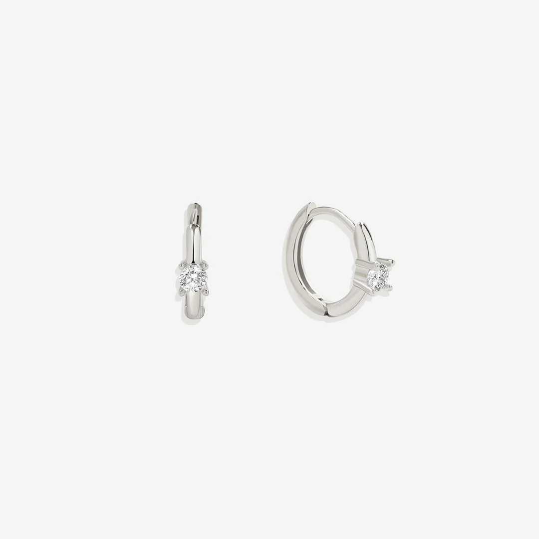 Dainty Single Stone Huggie Hoops - Image 14