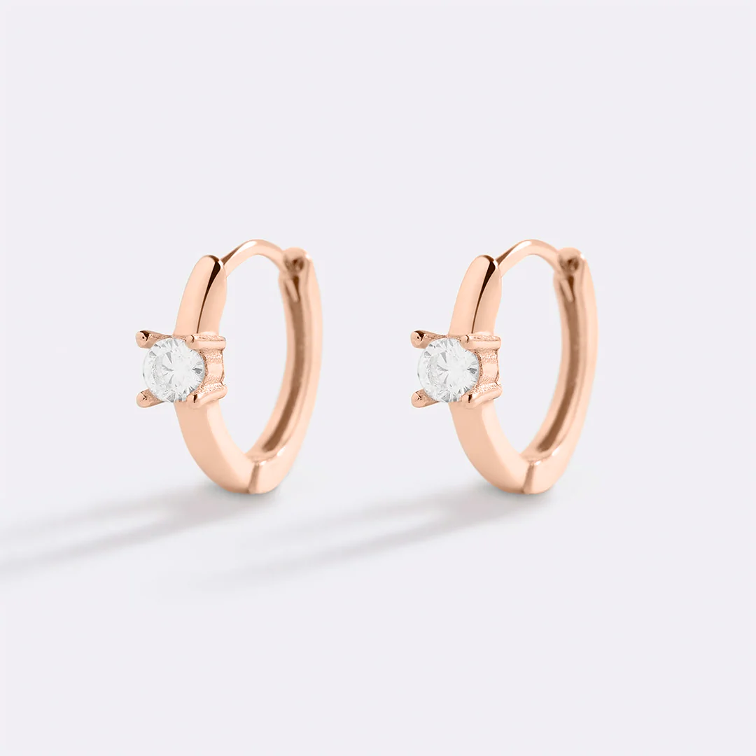 Dainty Single Stone Huggie Hoops - Image 19