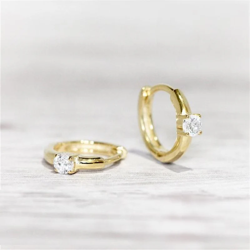 Dainty Single Stone Huggie Hoops - Image 7