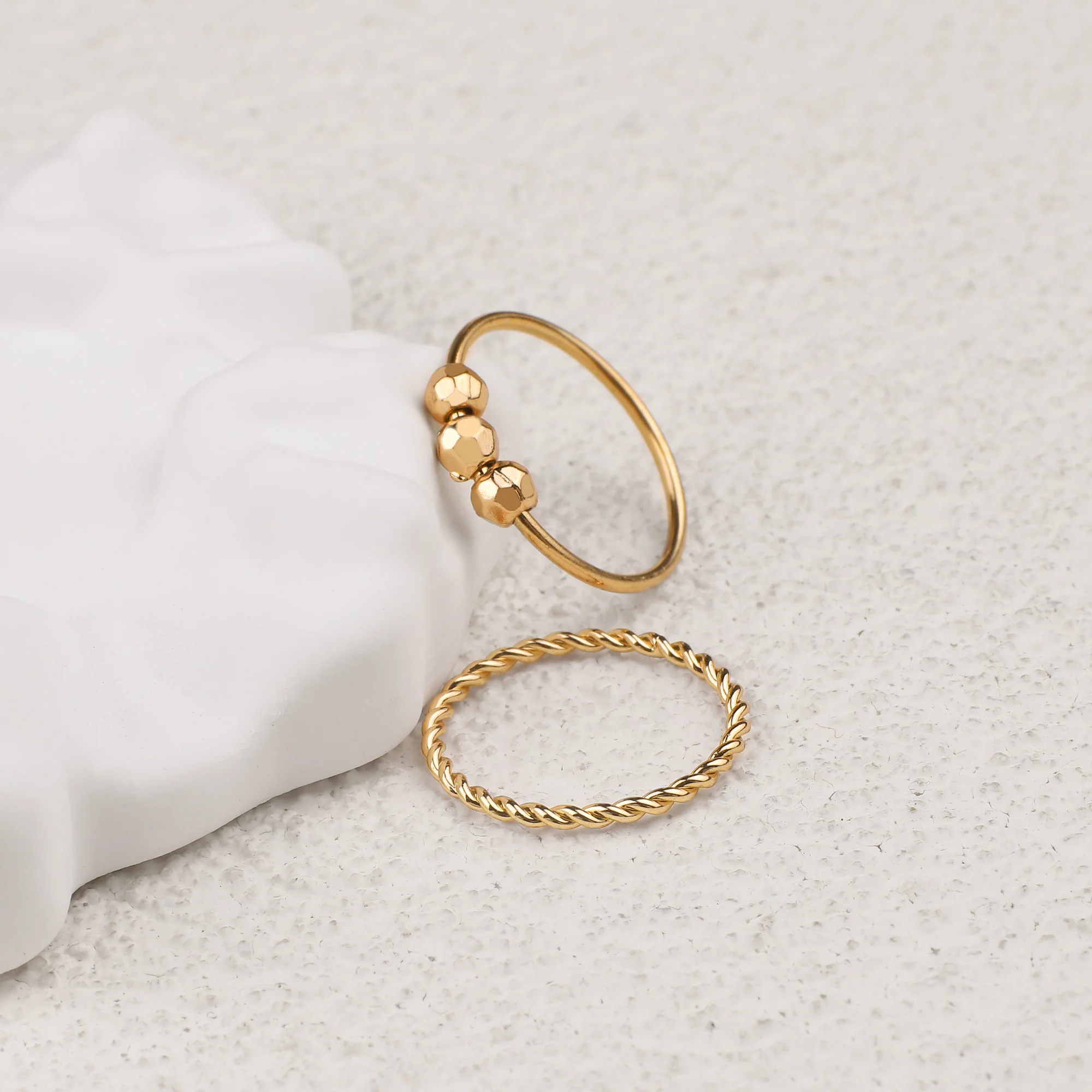 Dainty Stackable Beaded Fidget Ring Set - Image 15