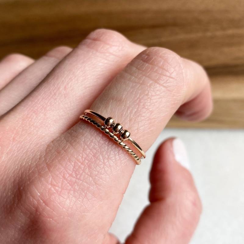 Dainty Stackable Beaded Fidget Ring Set - Image 7