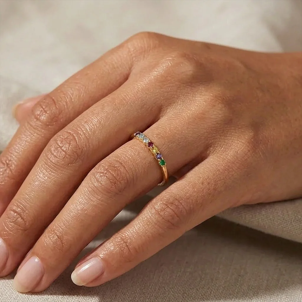 Dainty Stackable Birthstone Ring - Image 29