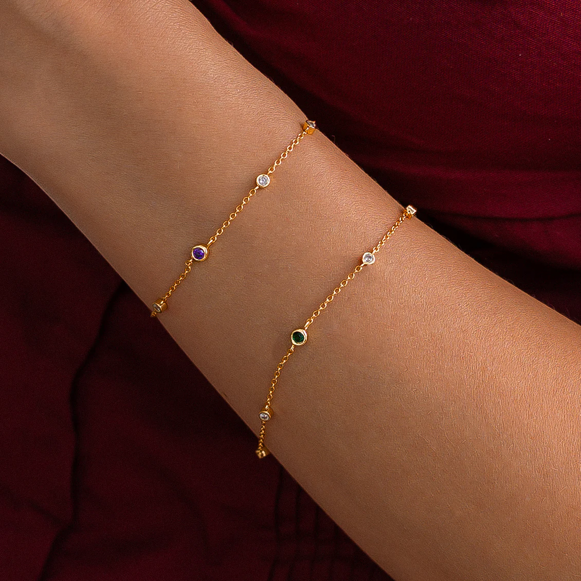 May Birthstone Station Bracelet - Image 9