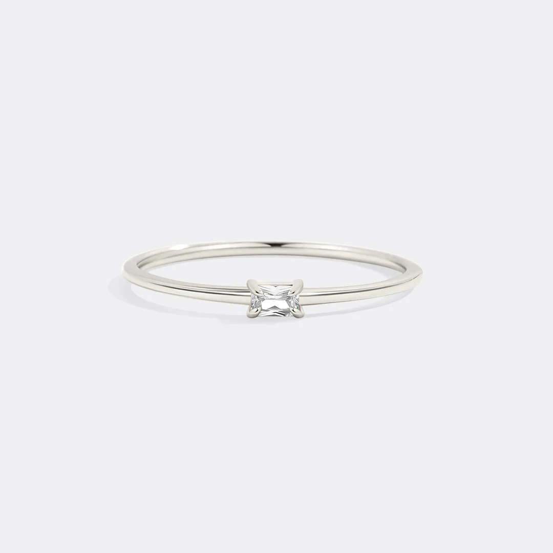 Diamond Dainty Baguette Stacking Ring - Image 3