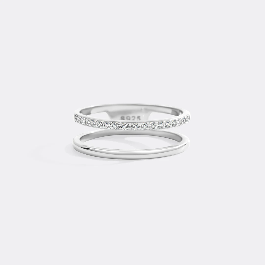 Double Band Pave Ring - Image 9
