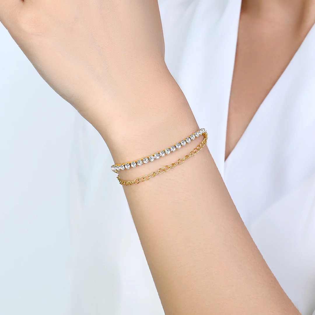 Double Chain Tennis Bracelet - Image 3