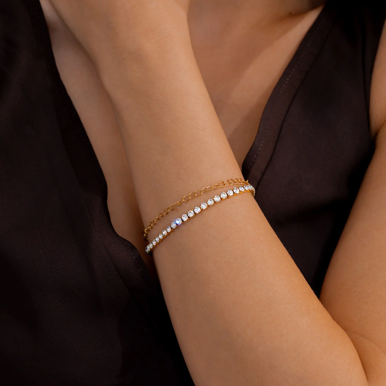 Double Chain Tennis Bracelet - Image 7