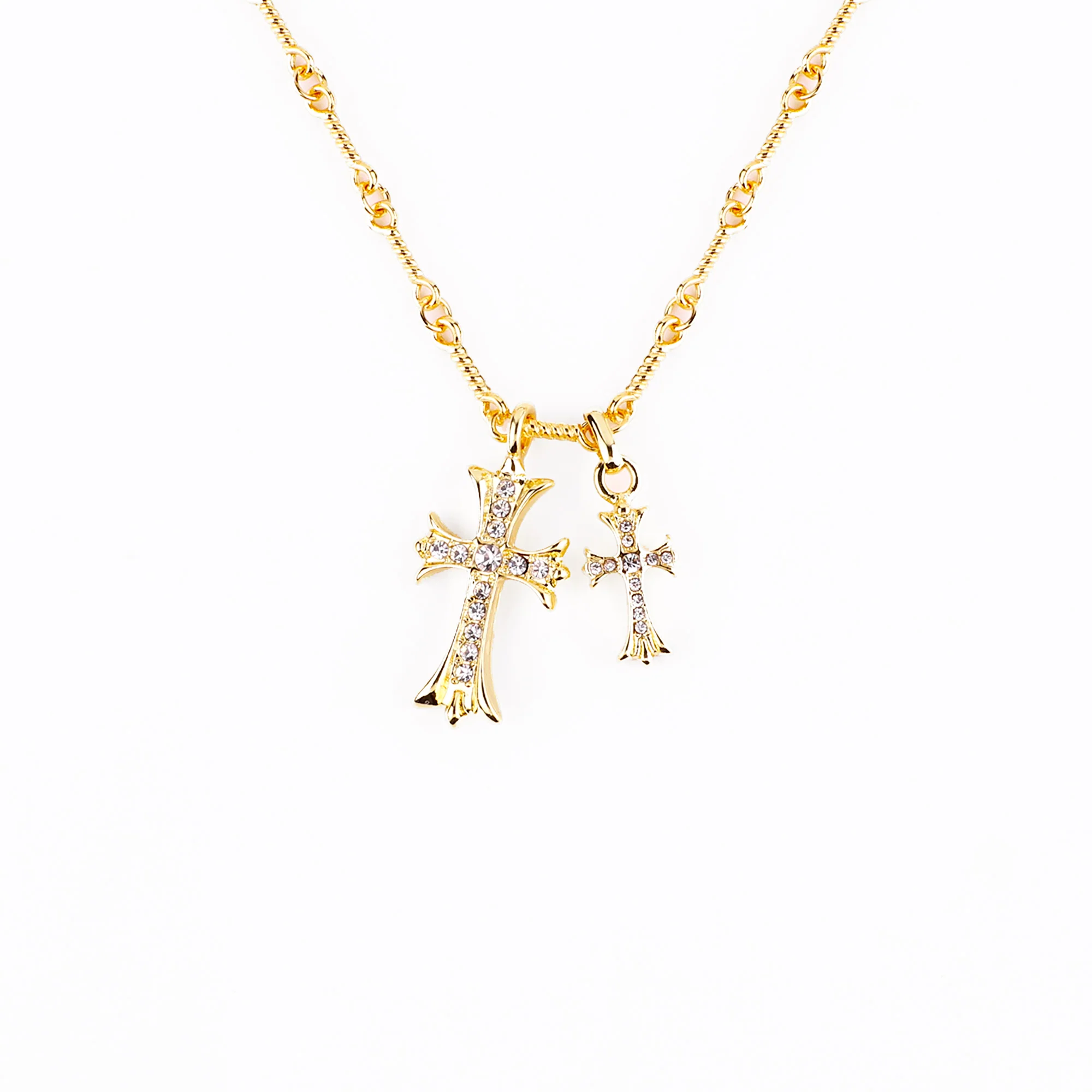 Double Cross Pendant Necklace - Image 3