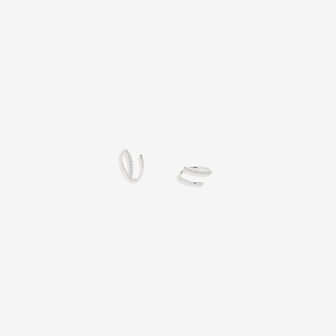 Double Loop Huggie Hoop Earrings - Image 14