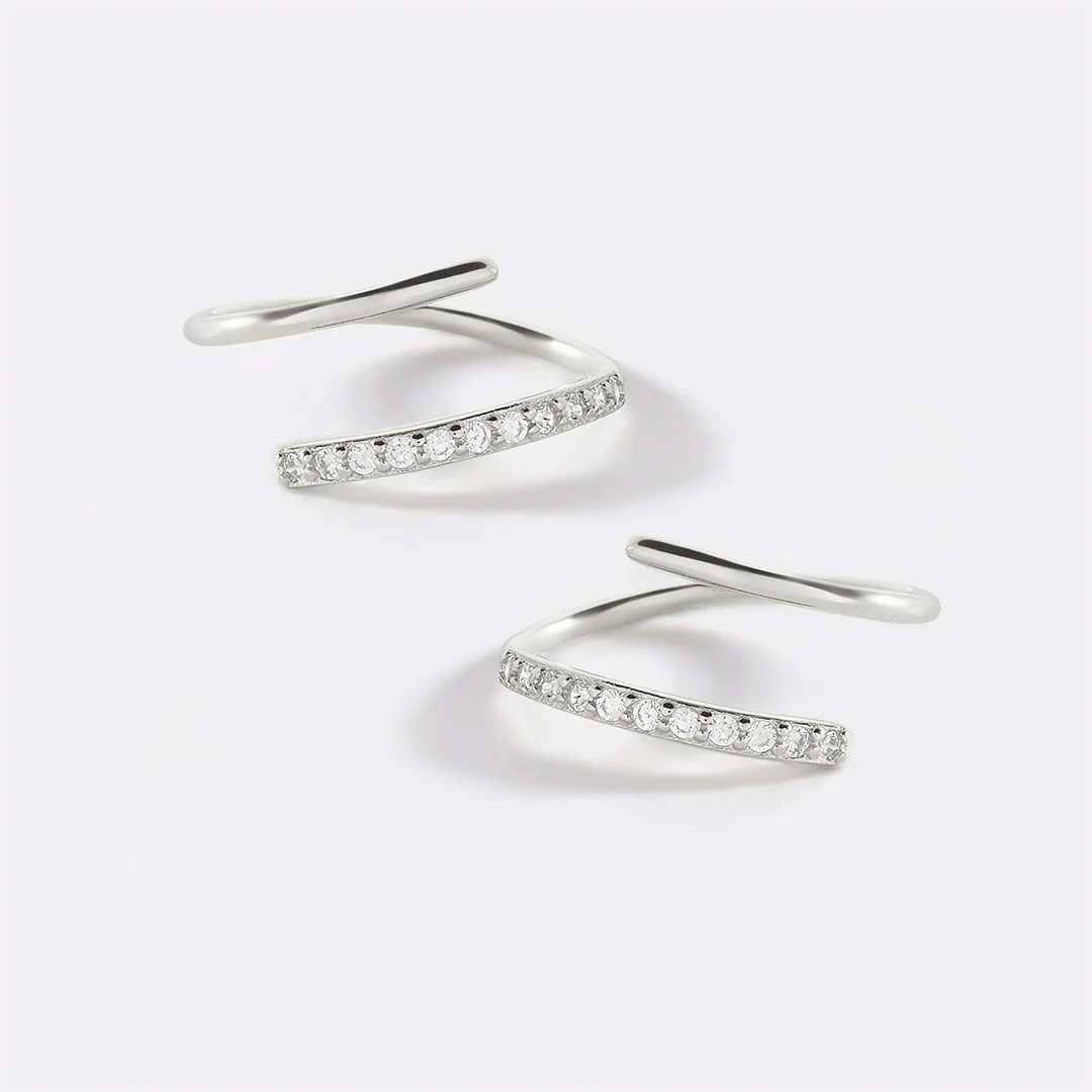 Double Loop Huggie Hoop Earrings - Image 16
